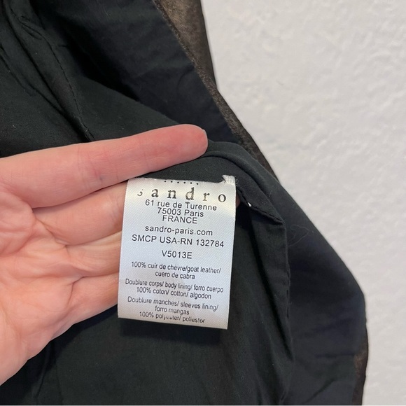 Sandro Paris Small 1 Blazer Jacket 100% Genuine Leather Black Gold S - Picture 10 of 14